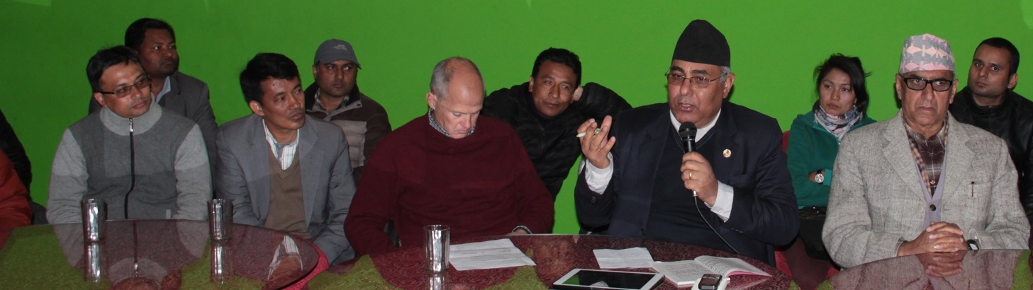 UPR-Member of Constitutiion Assembly Mr. Lok Mani Dhakal speaking to the groups of religous leader in Kathmandu