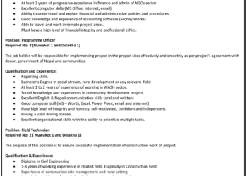 Vacancy at Living Water Nepal