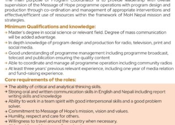 Vacancy Announcement at Message of Hope Nepal