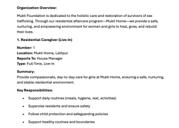 Vacancy at Mukti Foundation